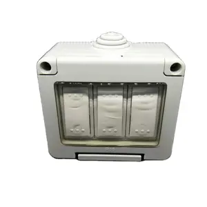 IP55 BS standard 3gang 2way 10a current ABS waterproof wall switch socket