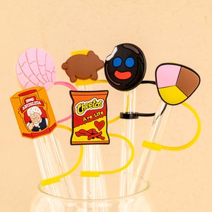 Accesorios para tazas al por mayor de 10mm, tapas de decoración, reutilizables, estilo mexicano, silicona, a prueba de polvo, adorno de paja para vaso de taza - Product Image 3