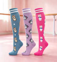 Chaussettes de sport professionnelles à compression graduée en tricot à motif animalier pour l'hiver, pour hommes et femmes