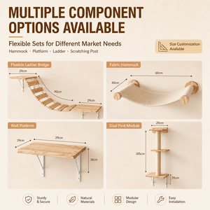 Muebles de <span class=keywords><strong>pared</strong></span> de lujo personalizados de fábrica para <span class=keywords><strong>gatos</strong></span>, conjunto de madera maciza con escalones, hamaca, poste y torre grande para <span class=keywords><strong>gatos</strong></span>, <span class=keywords><strong>gimnasio</strong></span> interior - Product Image 3
