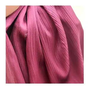 Pleated Polyester Charmeuse Wrinkle Crinkle Crepe Pleated 2 Way Stretch Glossy Silk Satin Crepe Back Fabric