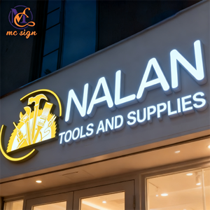 Papan Reklame 3D Custom dengan Lampu LED dan Dekorasi Huruf Logam untuk Signage Merek Komersial - Product Image 5