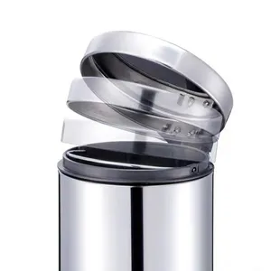 Cheap Pedal Bin Metal Bucket Round Brushed Stainless Steel Step Trash Can Waste Bin