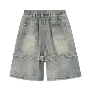 Nuovi Arrivi: Pantaloncini <span class=keywords><strong>Jeans</strong></span> da <span class=keywords><strong>Uomo</strong></span> di Design <span class=keywords><strong>con</strong></span> Coulisse, Trendy, <span class=keywords><strong>con</strong></span> Bottoni e Cintura, <span class=keywords><strong>in</strong></span> Denim Baggy, Stile Retrò Casual - Product Image 2