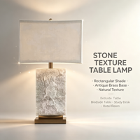 Lampe de table en pierre de cristal naturelle, abat-jour rectangulaire en tissu, lampe de chevet de luxe pour hôtel, villa, chambre à coucher, salon, décoration