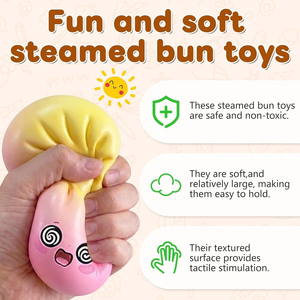 Jouet Squishy Anti-Stress Alimentaire en Forme de Boulette Scintillante, Boule Anti-Stress Sensorielle en Forme de Baozi, Jouet Sensoriel Anti-Stress à Presser - Product Image 4