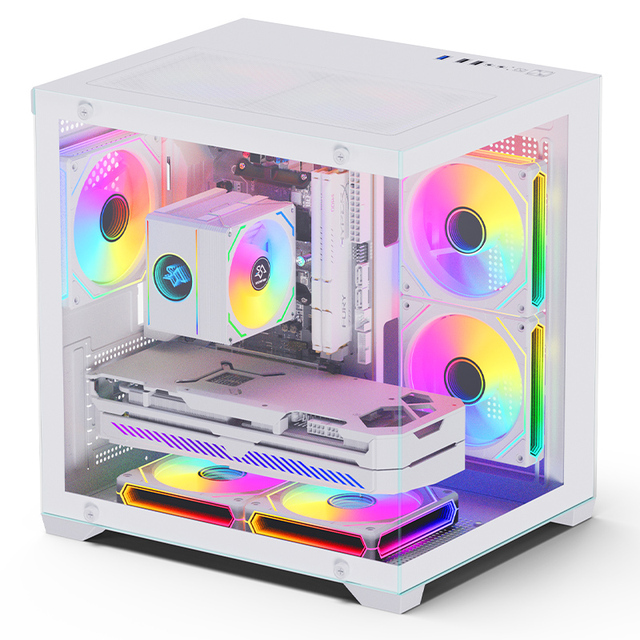 SNOWMAN CS049 White PC Gaming Case Mid-Tower PC Case With Tempered Glass Aquarium Style 240MM RAD Support Case for PC
