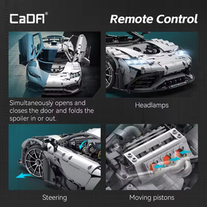 Bloques de Construcción Cada AMGone, Modelo de Coche de Carreras Mercedes Mecánico con Control Remoto, Decoración C61503 - Product Image 4
