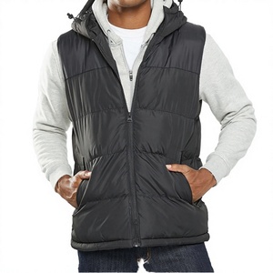 Chaleco acolchado con capucha para hombre, con relleno alternativo a plumón, con cierre de cremallera, ligero, para uso exterior. - Product Image 4
