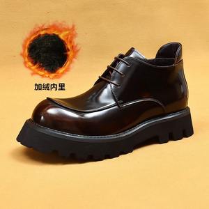 Bottes d'hiver en cuir poli pour hommes, à semelle épaisse, style business décontracté, à bout large - Product Image 6