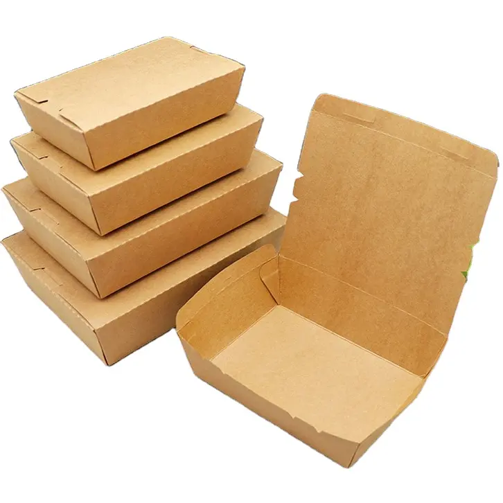 Bio Kraftpapier Wegwerp Tiffin Potluch Lunchboxen Bento Met Kleine Moq 200Pcs