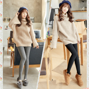 <span class=keywords><strong>Pantalon</strong></span> thermique à pieds une pièce pour femmes automne hiver vêtements d'extérieur en coton côtelé épais avec jambières à rayures verticales - Product Image 1