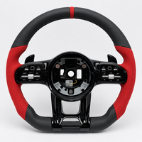 Volant en cuir Nappa noir avec marqueur supérieur rouge et palettes de changement de vitesse rouges pour Mercedes W206 W223