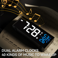Grande Horloge Murale Numérique avec Réveil LED, Affichage Miroir, Alimentation USB, Minuteur, Calendrier, Thermomètre, Hygromètre et Compte à Rebours