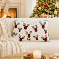 Housse de coussin rectangulaire de Noël transfrontalière, décor festive pour salon, housse de coussin de canapé, support lombaire bonhomme de neige, anti-plis
