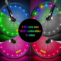 Luces de rueda Led impermeables coloridas para bicicleta, cadena de luces de rueda de bicicleta para conducción nocturna, tira de luces de anillo de rueda RGB