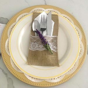 Bolsa de Yute Natural con Cordón para Cubiertos, Porta Cuchillos y Tenedores, Decoración Navideña para el Hogar, 11*21cm - Product Image 6