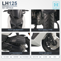 Scooter Urbain 125cc, Moteur Refroidi par Air, Freins à Disque CBS Avant et Arrière, Démarrage sans Clé EFI, 85 Km/h, EURO 5 pour Adultes, Vente en Gros