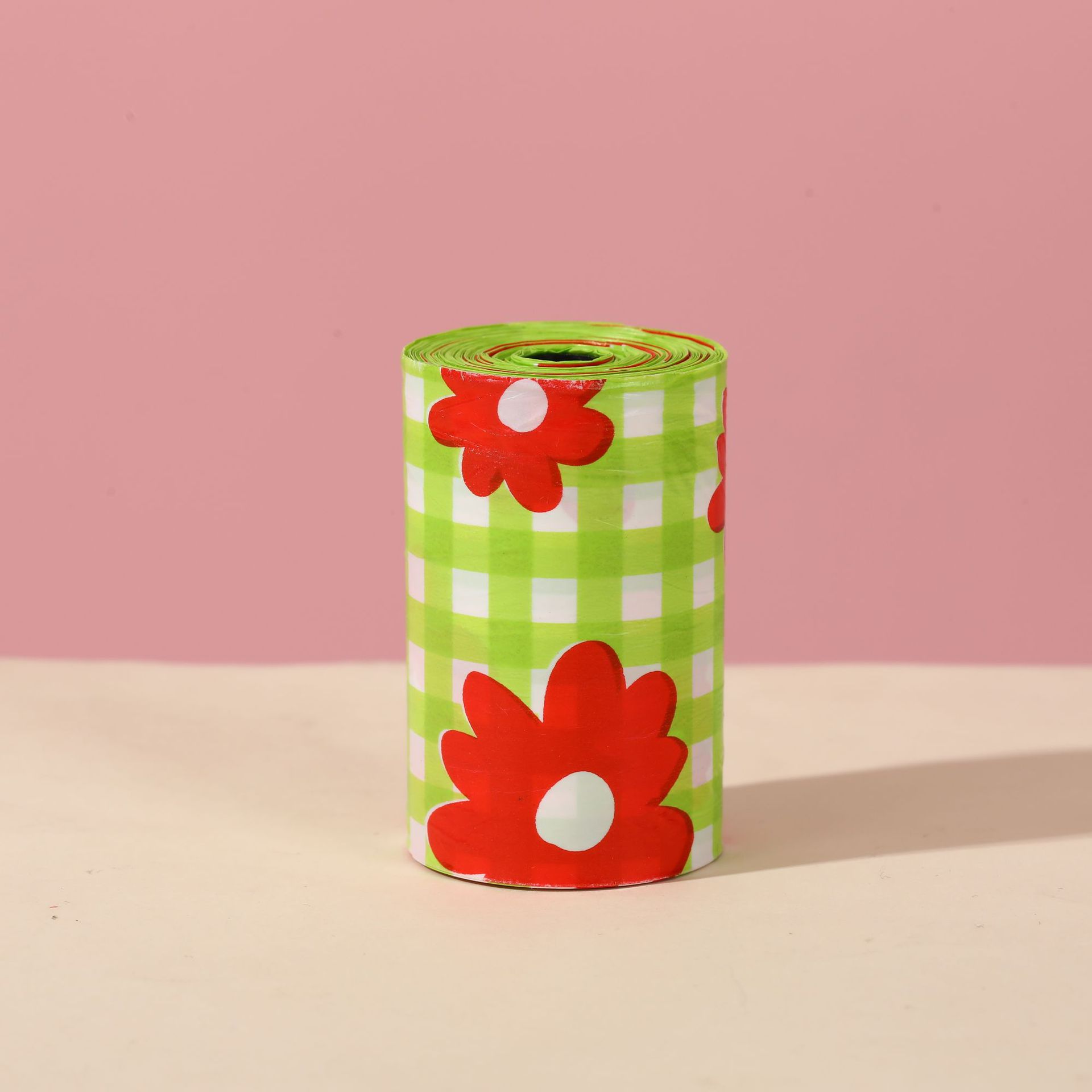 Green plaid with small red flowers [2.0 silk, 20 drawstrings]