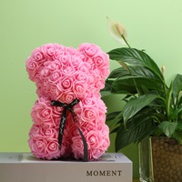 Roses en soie résistantes aux UV de qualité commerciale ODIS pour cadeau de la Saint-Valentin, ours en peluche, cadeau romantique, alimentation par piles, utilisation en intérieur, longue durée