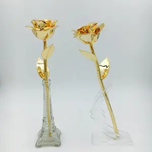 Rosa de ouro banhada a ouro real em nice, caixa de presente, o melhor presente para casamento dourado e dia dos namorados, lembrança para amantes, 27cm 24k