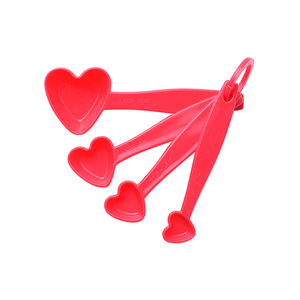 Measuring Spoon Set 4 Piece Red Heart Shape Baking Kitchen Tool Convenient - Product Image 4