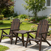 Ensemble de tables de jardin confortables en bois de sapin chinois pour deux personnes, résistant aux UV et aux intempéries, idéal pour les bords de lac et les moments de détente au coucher du soleil – Direct Usine