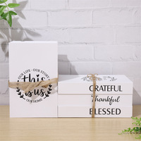 Ensemble de trois livres rectangulaires de style rustique avec corde en chanvre blanche, livres décoratifs pour la décoration de la maison, de la table basse et de la salle de séjour