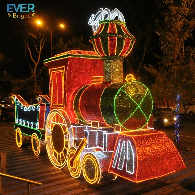 LED 3D Christmas Train Motif PVC IP65 Waterproof Rope Light for Outdoor Landscape Halloween and Christmas Decoration