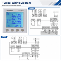 Medidor de Energía con Circuito de Control Trifásico CA Multifuncional Modbus RTU LCD 6DI 3RO 2DO con Registro de Eventos y Monitoreo Bidireccional de Energía
