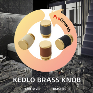 Keblo pegangan tarik kuningan gaya Nordic, kenop pintu kabinet laci heksagonal emas lubang tunggal tembaga murni - Product Image 2