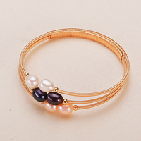 Bracelet en perles ouvertes HECATE, style Ins pour femmes, perles d'eau douce de 6-7 mm, bracelet en fil enroulé, fait main