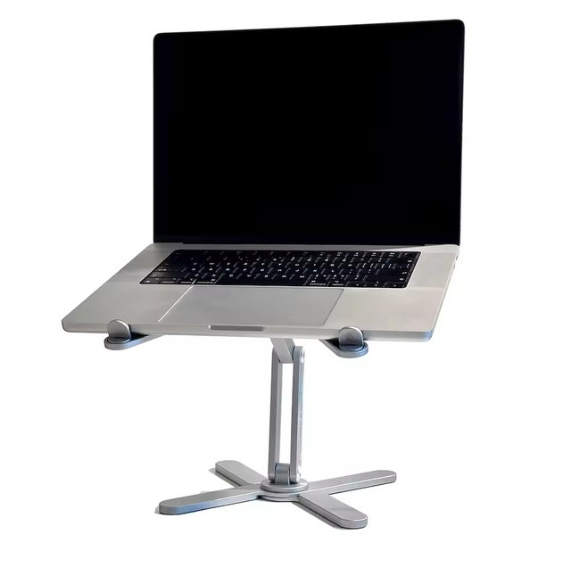 Factory Wholesale New Silver Foldable Aluminum Alloy Laptop Riser 360 Rotation Cross Base Stable Adjustable Tablet Stand Laptop