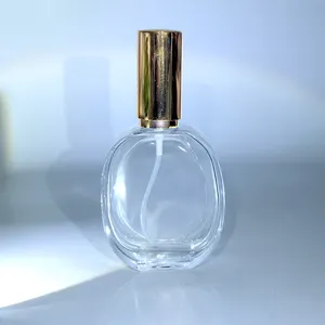 Sekrup 30 ml ~ 50 ml botol parfum bulat datar bening dengan tutup logam