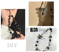 Perles 3D en acrylique épais 19*16mm, motifs chat et hibou, effet peluche souple, rondes, givrées, avec tête de chat effet œil, pour sangle de téléphone, porte-clés, bracelet