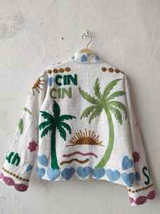 เสื้อแจ็คเก็ตวาร์ซิตี้ผ้ากำมะหยี่ถักลายดอกไม้สไตล์โบฮีเมียนสำหรับฤดูใบไม้ร่วงและฤดูหนาว ป้องกันรอยยับ เป็นมิตรกับสิ่งแวดล้อม กันลม ระบายอากาศได้ดี ลายซูซานี - Product Image 6