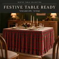 Jupe de table à volants épaissie à motif écossais pour événements transfrontaliers, mariages, podiums, hôtels et rideau décoratif