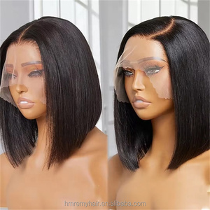 Parrucca <span class=keywords><strong>Bob</strong></span> con Frontale in Pizzo HD, Capelli Umani Brasiliani, Colore Naturale, Densità 180%, <span class=keywords><strong>Bob</strong></span> <span class=keywords><strong>Corto</strong></span> da <span class=keywords><strong>Donna</strong></span>, 12 Pollici, Pizzo Trasparente Pre-Annodato - Product Image 1