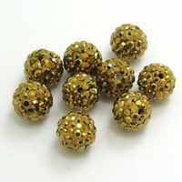 Perles en argile dorée de 4 mm à 12 mm avec strass dorés, perles en verre disco pour la fabrication de bijoux DIY