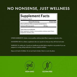 Kapsul Ekstrak Daun Zaitun Vegan Organik untuk Dukungan Kekebalan Tubuh Dewasa - Label Pribadi - Product Image 4