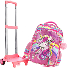 Sac <span class=keywords><strong>à</strong></span> <span class=keywords><strong>roulettes</strong></span> amovible 5 en 1 Girls Trending Bookbag Sac <span class=keywords><strong>à</strong></span> dos <span class=keywords><strong>à</strong></span> <span class=keywords><strong>roulettes</strong></span> <span class=keywords><strong>licorne</strong></span> rose Bagages pour enfants Sac <span class=keywords><strong>à</strong></span> dos scolaire - Product Image 2