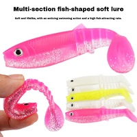 Leurres souples multicolores en PVC avec queue en forme de pagaie (paddle tail) et effet phosphorescent – ​​8 cm / 10 cm