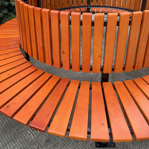 Заводская уличная большая круглая уличная скамья Индивидуальный размер деревянная скамья оцинкованная стальная прочная садовая скамья деревянная со спинкой - Product Image 4