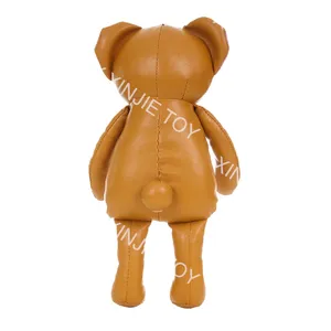 Custom-made PU leather bear doll toys New leather toys Brown standing teddy bear toys for children's birthday gifts