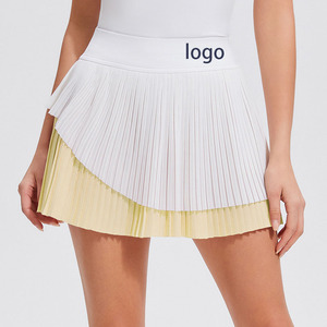 Falda personalizable de tenis de golf de cintura alta para mujer, rayas interiores para correr, pliegues antideslumbrantes, nombre del equipo OEM en el logotipo frontal - Product Image 1