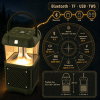 Haut-parleur portable 2-en-1 pour camping en extérieur, étanche, avec lumières LED, batterie 3600 mAh, design en plastique, idéal pour les voyages