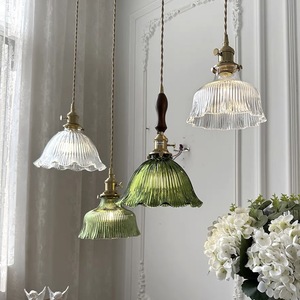 Suspension vintage en verre à <span class=keywords><strong>volants</strong></span> en forme de fleur, transparente/verte, pour balcon, chevet de lit, restaurant - Product Image 1
