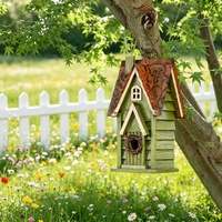 Nichoir décoratif en bois massif vieilli vert de 12 po de hauteur, à suspendre, pour ornement de jardin, vente en gros usine