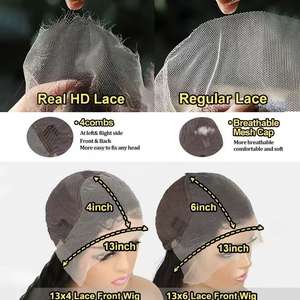 Perruque frontale en dentelle HD 13x6 sans colle, cheveux humains, pré-épilés, cuticules alignées, pour femmes noires - Product Image 3