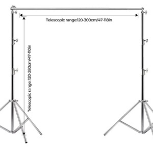 <span class=keywords><strong>E</strong></span>-reise 2.8m * 3m support de toile de fond en acier inoxydable robuste, support de fond réglable Kit de système de support de toile de fond photographie - Product Image 2